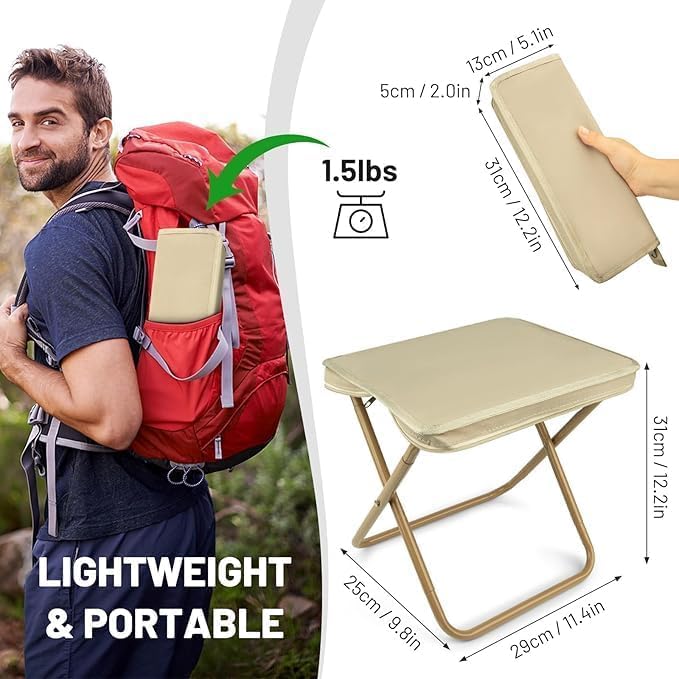 Handbag Folding Stool, Picnic Lightweight Folding Stool, Stability & Comfort Portable Camp Chairs for Beach, Backpacking