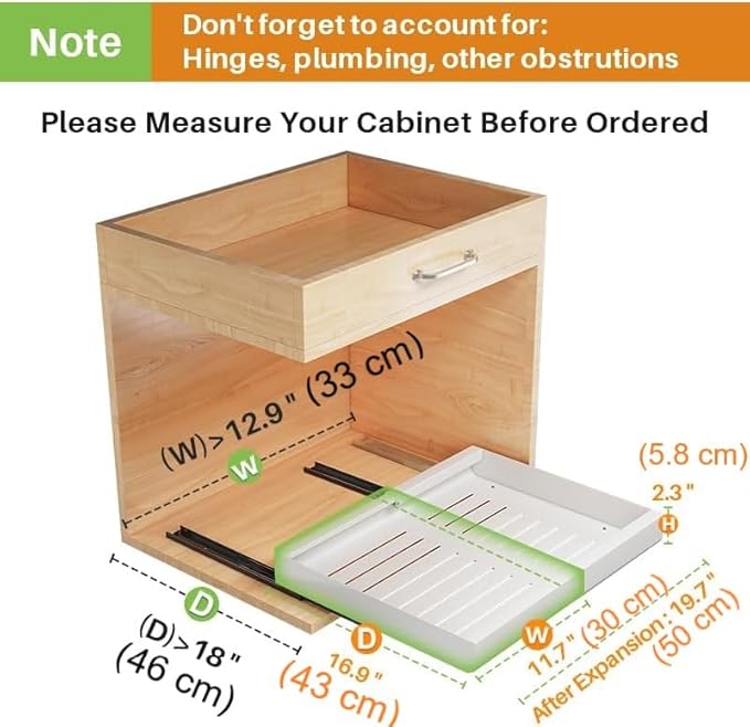 Pull-Out Cabinet Organizer Large Expandable Heavy Duty Rack with Adhesive Nano Film