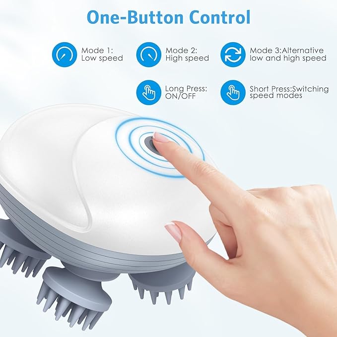 Electric Head,Scalp Massager |  3 Speed Mode Handheld.Portable,Scalp Scratcher Body Massager for Hair Growth,Deep Clean & Stress Relaxation