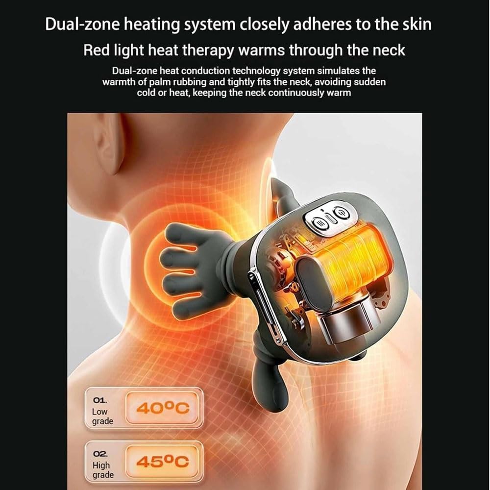 Heated Massager, Electric Deep Tissue 4D Kneading Massage, Simulated Human Hand Design for Pain Relief and Muscle Relax