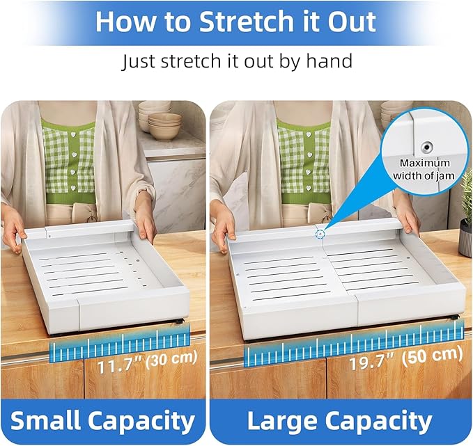 Pull-Out Cabinet Organizer Large Expandable Heavy Duty Rack with Adhesive Nano Film