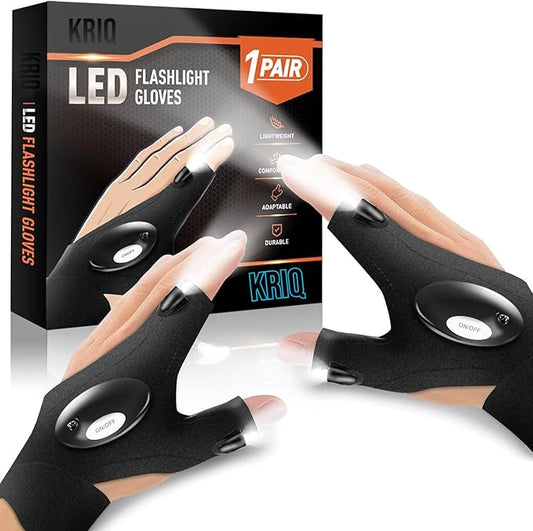 Flashlight Gloves, Hands Free Flashlights for Working in Darkness Places Fishing, Repair, Camping, Hiking, Running.