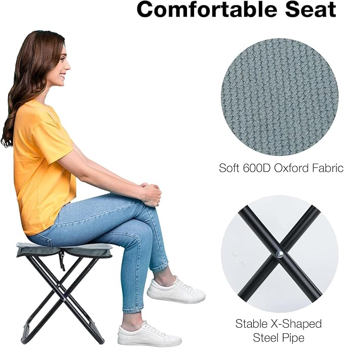 Handbag Folding Stool, Picnic Lightweight Folding Stool, Stability & Comfort Portable Camp Chairs for Beach, Backpacking