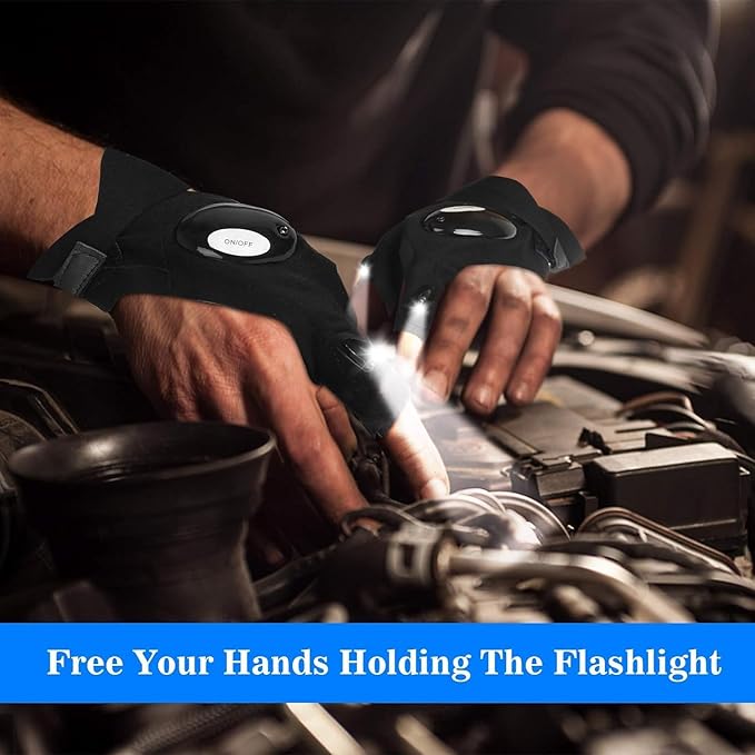 Flashlight Gloves, Hands Free Flashlights for Working in Darkness Places Fishing, Repair, Camping, Hiking, Running.