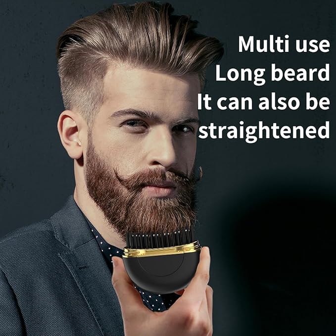 Mini Hair Straightener, Wireless Straightening Brush, 3 Heat Settings, Straightener With Scalding Protection For Hair And Beard