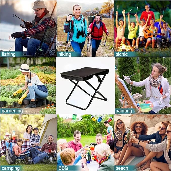 Handbag Folding Stool, Picnic Lightweight Folding Stool, Stability & Comfort Portable Camp Chairs for Beach, Backpacking