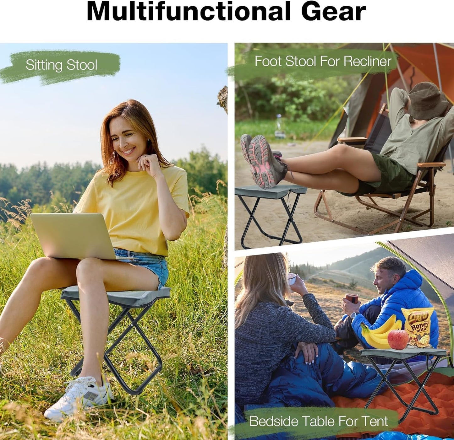 Handbag Folding Stool, Picnic Lightweight Folding Stool, Stability & Comfort Portable Camp Chairs for Beach, Backpacking