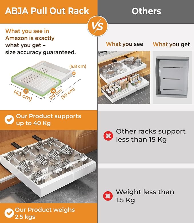Pull-Out Cabinet Organizer Large Expandable Heavy Duty Rack with Adhesive Nano Film