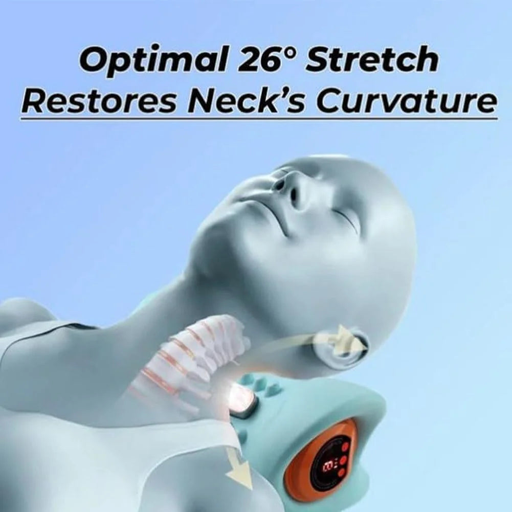 Electric Neck Massager with Heat & Vibration - Cervical Pillow, EMS Traction, Spine Support, Pain Relief